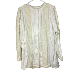 Sundance NWOT boho western button down - white lace accents